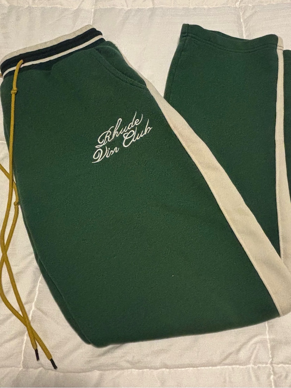 Rhude Vip Club Embroidered Green Jogger Sweatpants Size M